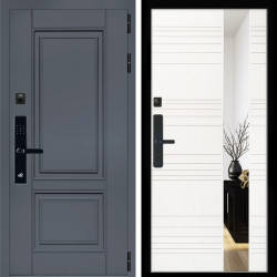 Входная дверь Афина Графит SMART + Сити белый матовый