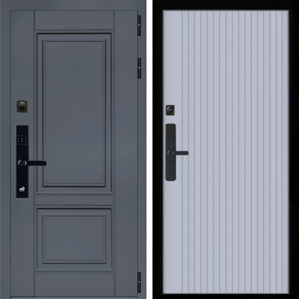 Входная дверь Афина Графит SMART + Вертикаль Силк маус