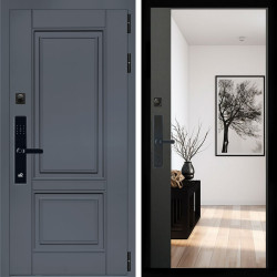 Входная дверь Афина Графит SMART + Зеркало панорама Черный кварц