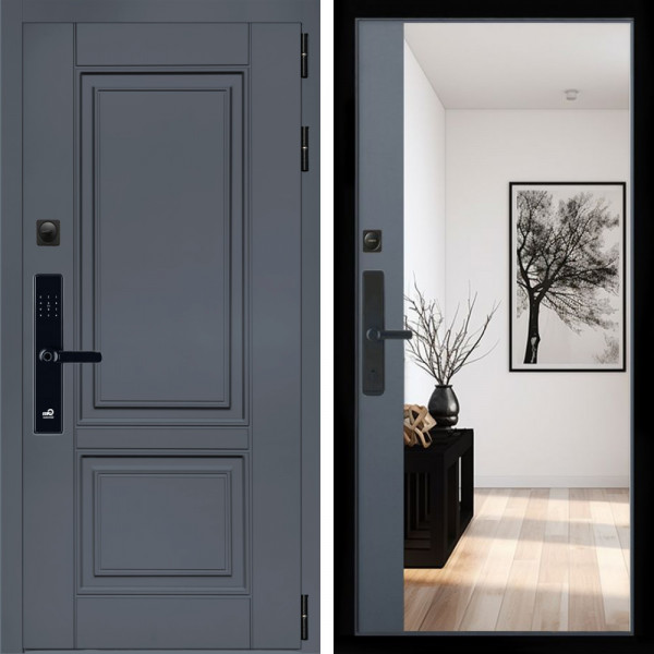 Входная дверь Афина Графит SMART + Зеркало панорама Графит