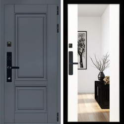 Входная дверь Афина Графит SMART + Зеркало сб-16 белый матовый