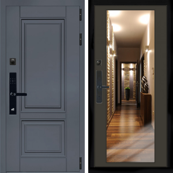 Входная дверь Афина Графит SMART + Зеркало венге