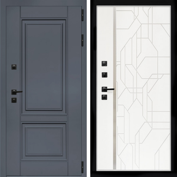 Входная дверь Афина Графит + Эверест нерж белый матовый