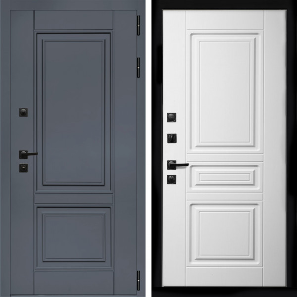 Входная дверь Афина Графит + Классика белый матовый