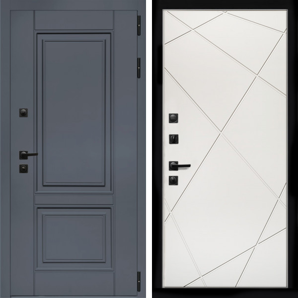 Входная дверь Афина Графит + Лучи белый
