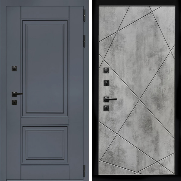 Входная дверь Афина Графит + Лучи бетон светлый