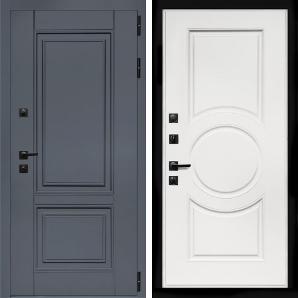 Входная дверь Афина Графит + МС-100 белый матовый