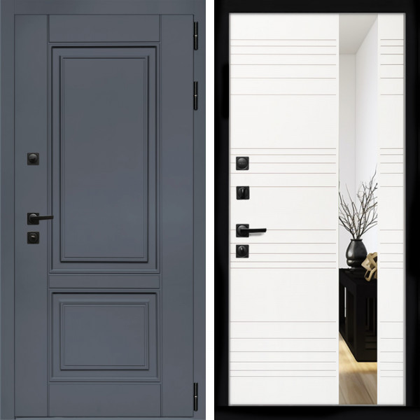 Входная дверь Афина Графит + Сити белый матовый