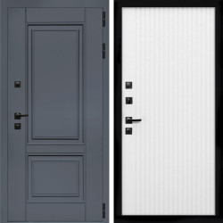Входная дверь Афина Графит + Вертикаль белый матовый