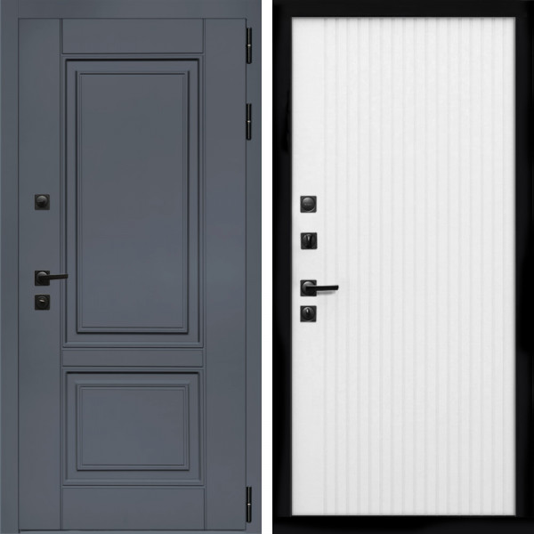 Входная дверь Афина Графит + Вертикаль белый матовый