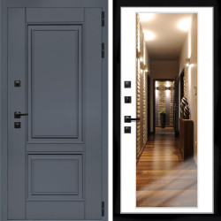 Входная дверь Афина Графит + Зеркало белый софт
