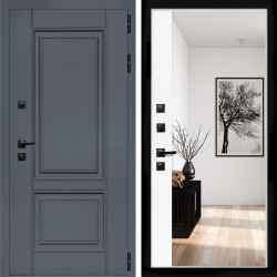Входная дверь Афина Графит + Зеркало панорама Белый софт