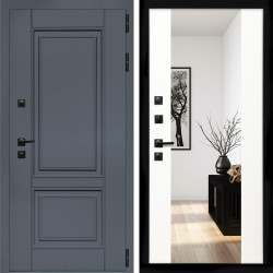 Входная дверь Афина Графит + Зеркало сб-16 белый матовый