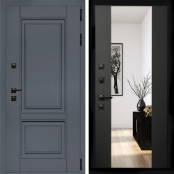 Входная дверь Афина Графит + Зеркало сб-16 черный кварц