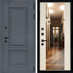 Входная дверь Афина Графит + Зеркало СБ-16 сандал белый