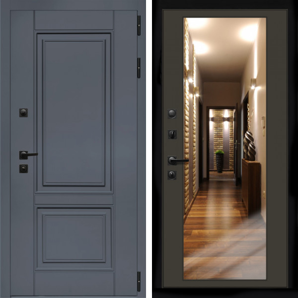 Входная дверь Афина Графит + Зеркало венге