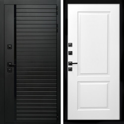 Входная дверь Агат (Черный кварц,черное стекло) + ФЛ-117 белый матовый