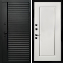 Входная дверь Агат (Черный кварц,черное стекло) + ФЛ-119 белый матовый