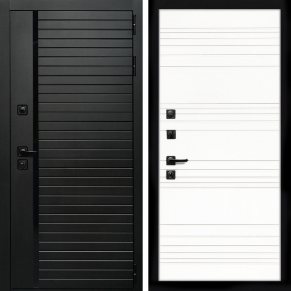 Входная дверь Агат (Черный кварц,черное стекло) + Горизонт дуб кантри