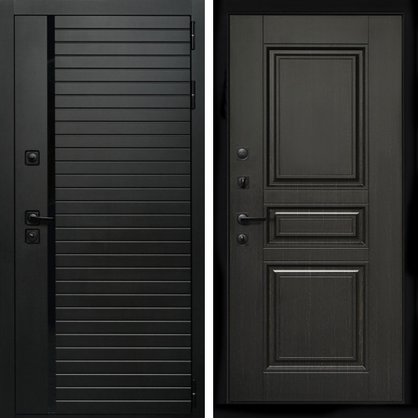 Входная дверь Агат (Черный кварц,черное стекло) + Классика венге