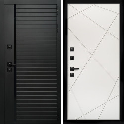 Входная дверь Агат (Черный кварц,черное стекло) + Лучи белый