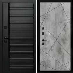 Входная дверь Агат (Черный кварц,черное стекло) + Лучи бетон светлый