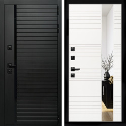 Входная дверь Агат (Черный кварц,черное стекло) + Сити белый матовый