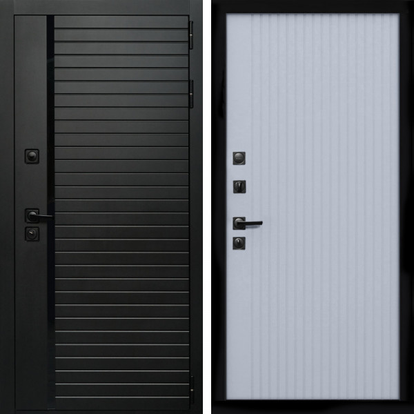 Входная дверь Агат (Черный кварц,черное стекло) + Вертикаль Силк маус