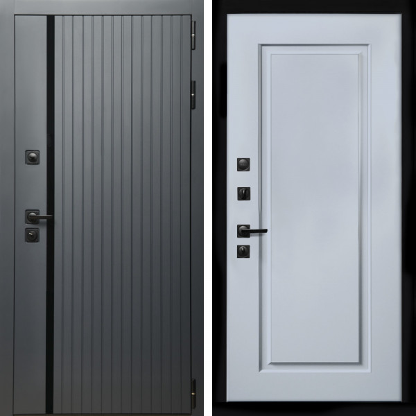 Входная дверь Агат Графит  (Графит, черное стекло) + ФЛ-119 силк маус