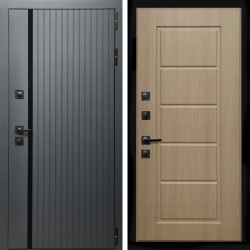 Входная дверь Агат Графит  (Графит, черное стекло) + ФЛ-39 эко дуб