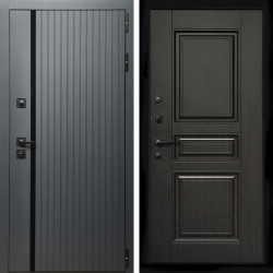 Входная дверь Агат Графит  (Графит, черное стекло) + Классика венге