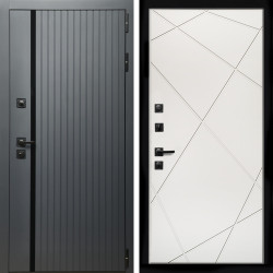 Входная дверь Агат Графит  (Графит, черное стекло) + Лучи белый