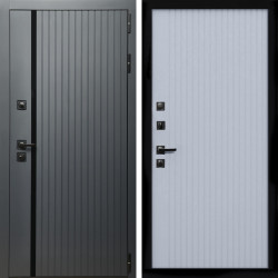 Входная дверь Агат Графит  (Графит, черное стекло) + Вертикаль Силк маус