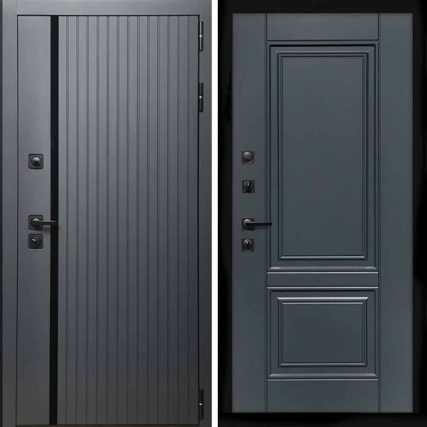 Входная дверь Интеко Агат графит ФЛ-117 Графит софт с полосками