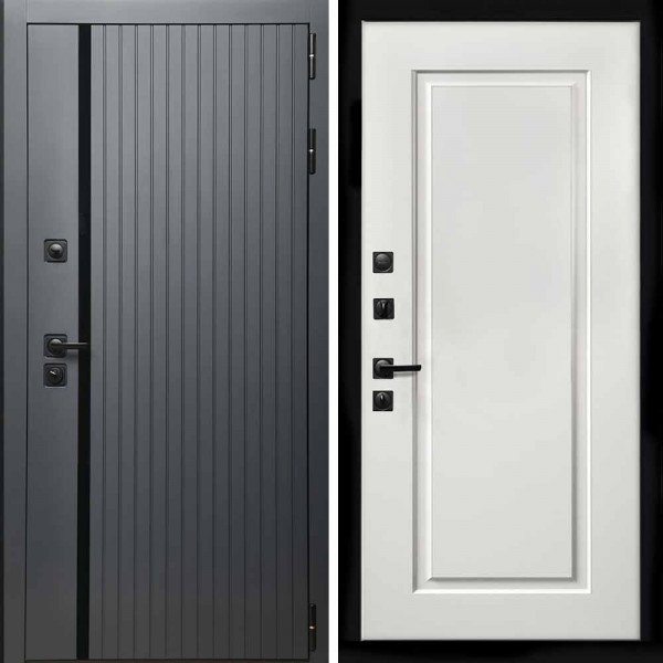 Входная дверь Интеко Агат графит Фл-119 белый матовый