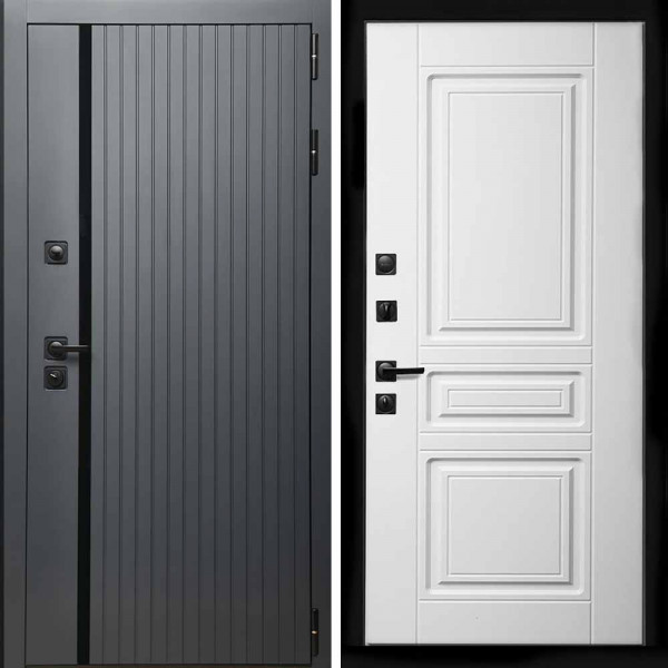 Входная дверь Интеко Агат графит ФЛ-243 белый матовый