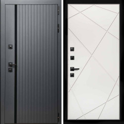 Входная дверь Интеко Агат графит ФЛ-291 Лучи белый матовый