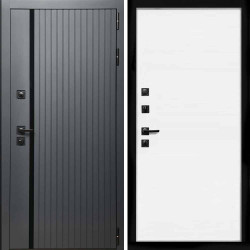 Входная дверь Интеко Агат графит Гладкая белый матовый
