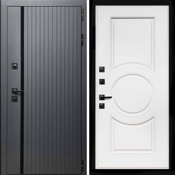 Входная дверь Интеко Агат графит МС-100 белый матовый