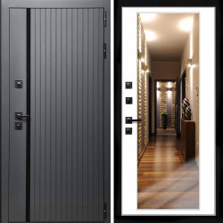 Входная дверь Интеко Агат графит с зеркалом белый софт