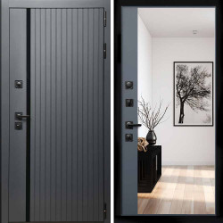 Входная дверь Интеко Агат графит с зеркалом панорама Графит