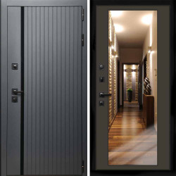 Входная дверь Интеко Агат графит с зеркалом венге