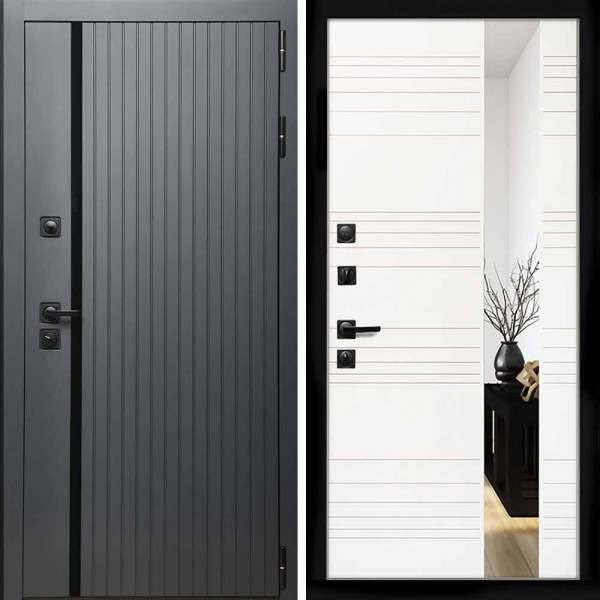 Входная дверь Интеко Агат графит Сити Белый матовый
