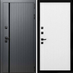 Входная дверь Интеко Агат графит Вертикаль белый матовый