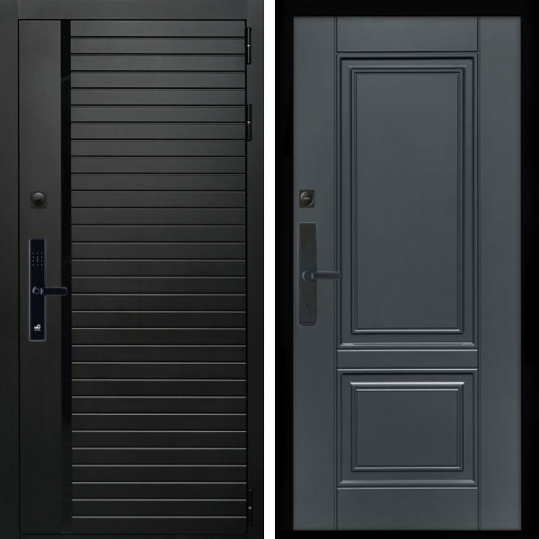 Входная дверь Агат SMART + ФЛ-117 с полосками графит