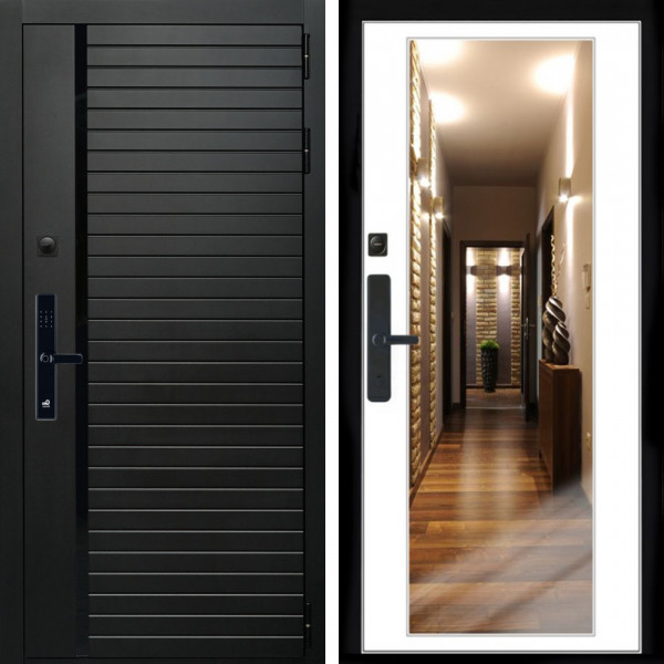 Входная дверь Агат SMART + Зеркало белый софт