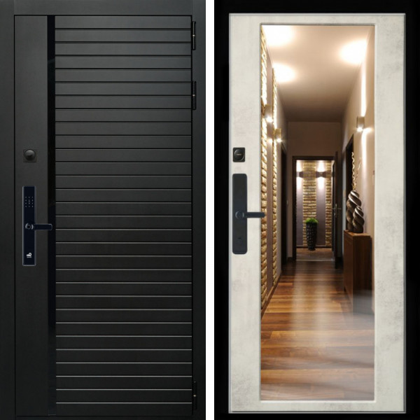 Входная дверь Агат SMART + Зеркало бетон светлый