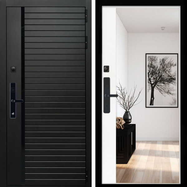 Входная дверь Агат SMART + Зеркало панорама Белый софт