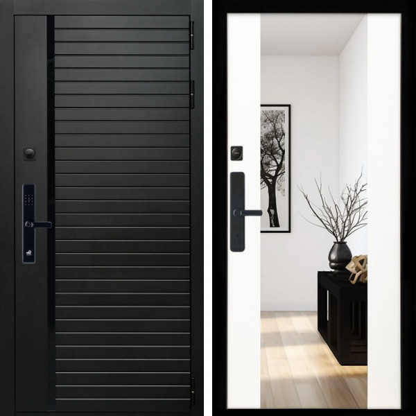 Входная дверь Агат SMART + Зеркало сб-16 белый матовый