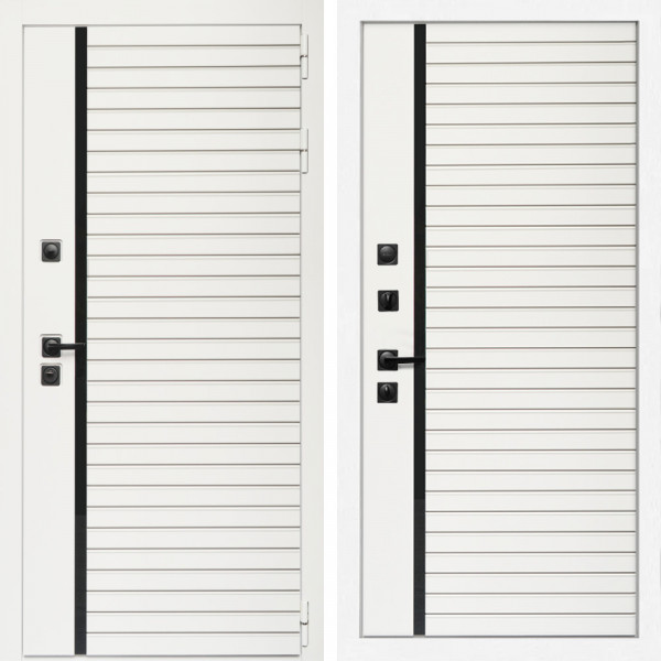 Входная дверь Агата Вайт  (Бел мат, черное стекло) + Агата